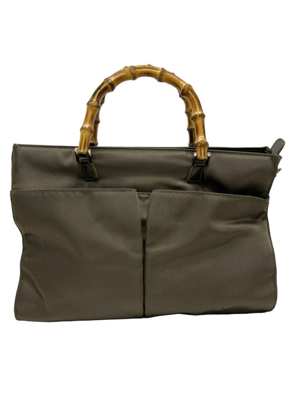 Gucci Handle Bamboo Khaki Handbag